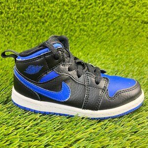Nike Air Jordan 1 Mid Royal Blue Boys Size 9C Athletic Basketball Shoes Sneakers